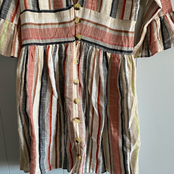 Lulu’s Cream Multi Striped Button-Front Dress - Picture 5 of 7